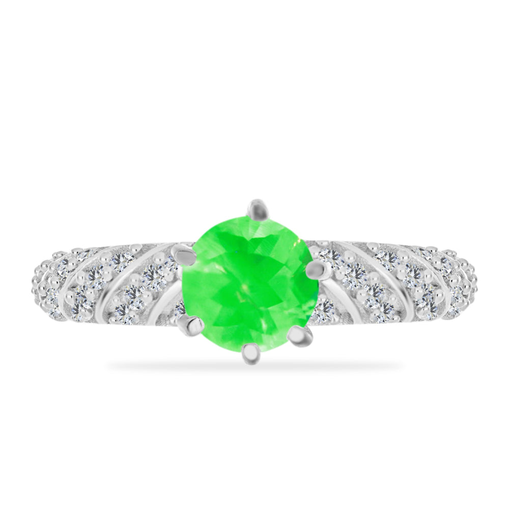 Silberring mit Hyalit-Opal und weißem Topas