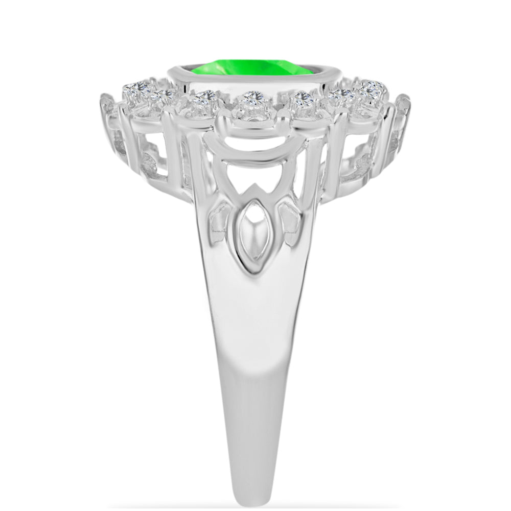 Silberring mit Hyalit-Opal und weißem Topas