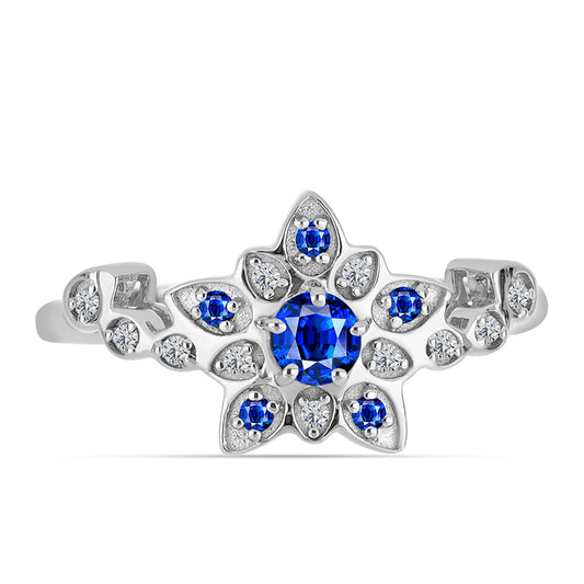 Silberring mit australischem blauem Saphir und weißem Topas