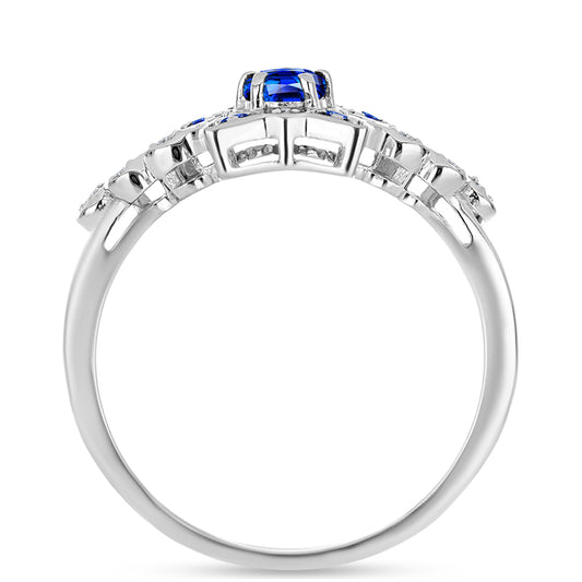 Silberring mit australischem blauem Saphir und weißem Topas