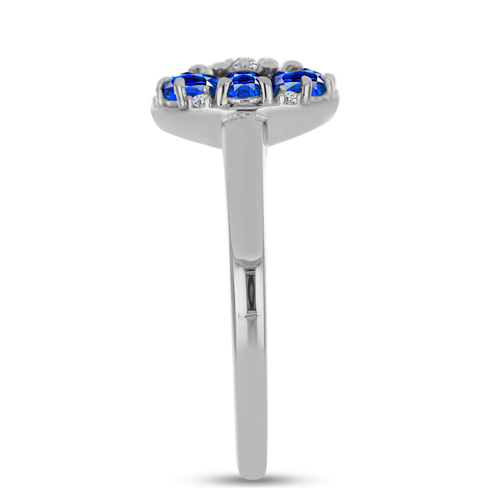 Silberring mit australischem blauem Saphir und weißem Topas