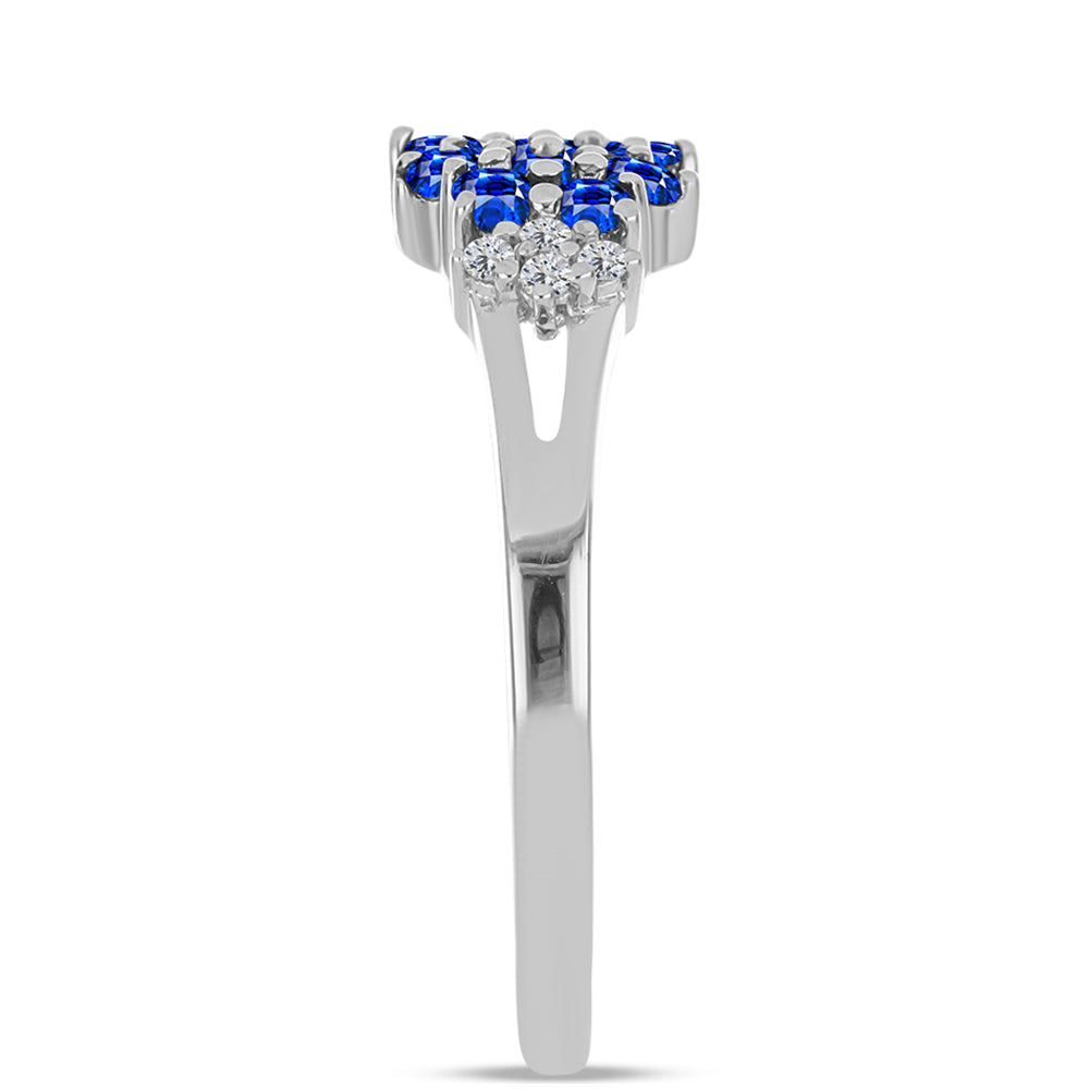 Silberring mit australischem blauem Saphir und weißem Topas