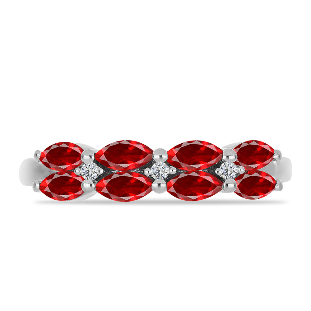 Silberring mit rotem Achat und weißem Topas