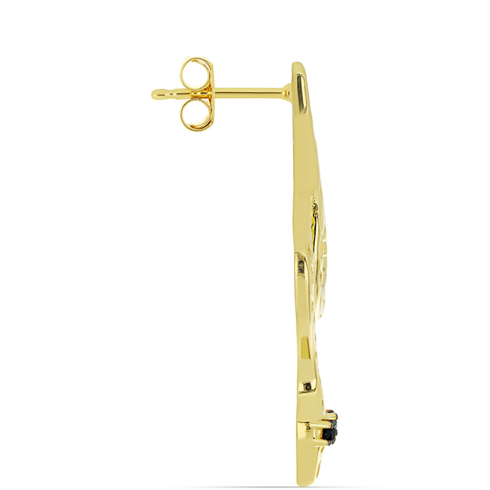 Goldplattierte Silberohrringe mit schwarzem Spinell