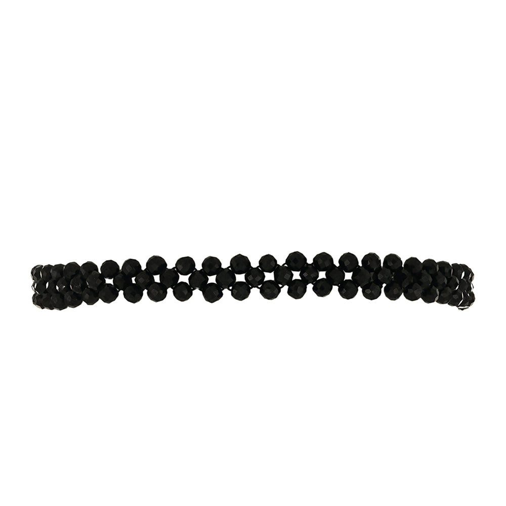 Goldplattiertes Silberarmband mit schwarzem Spinell
