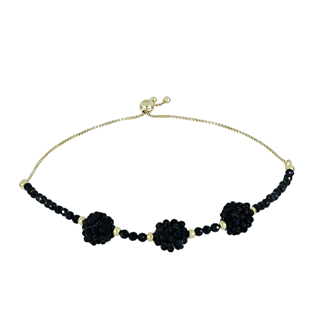 Goldplattiertes Silberarmband mit schwarzem Spinell