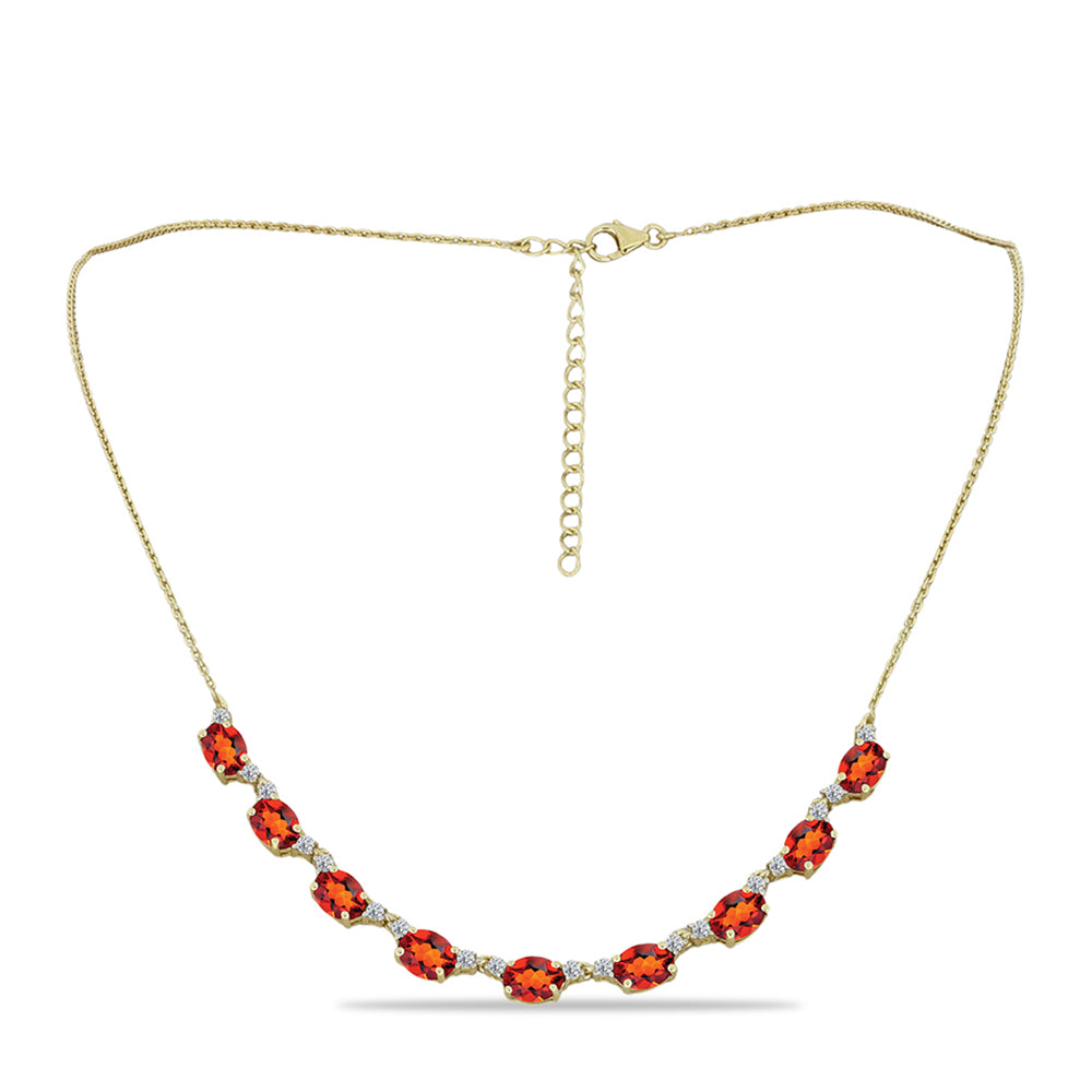 Goldplattierte Silberhalskette mit Citrin aus Madeira und weißem Topas