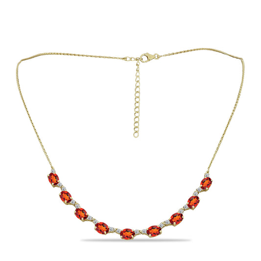 Goldplattierte Silberhalskette mit Citrin aus Madeira und weißem Topas