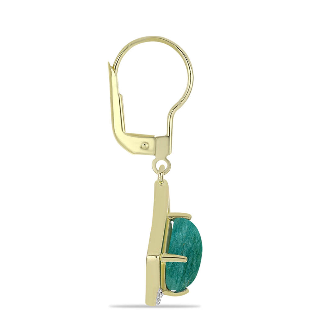 Goldplattierte Silberohrringe mit Amazonit und weißem Topas