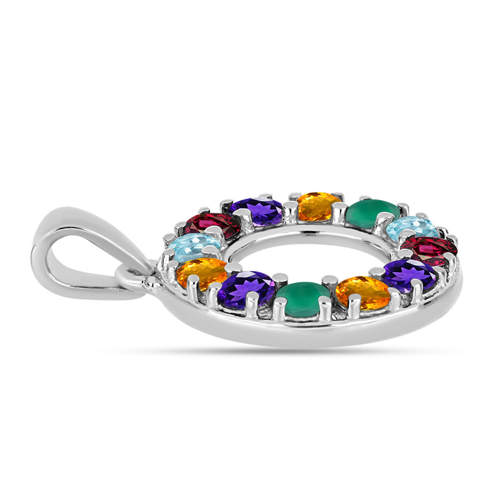 Silberanhänger mit marokkanischem Amethyst und grünem Achat