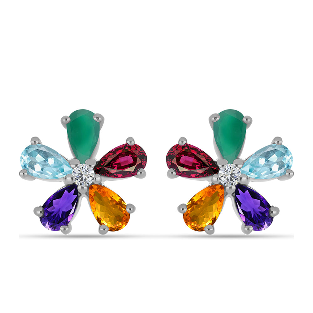 Silberohrringe mit marokkanischem Amethyst und grünem Achat