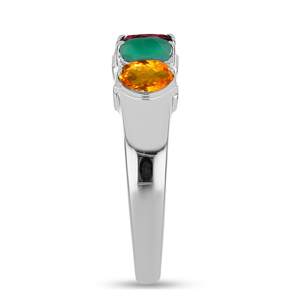 Silberring mit marokkanischem Amethyst und grünem Achat