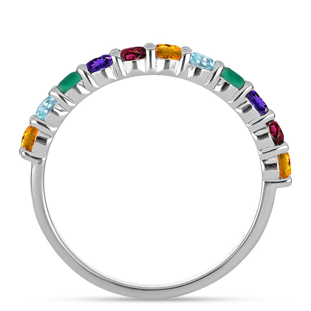 Silberring mit marokkanischem Amethyst und grünem Achat 3