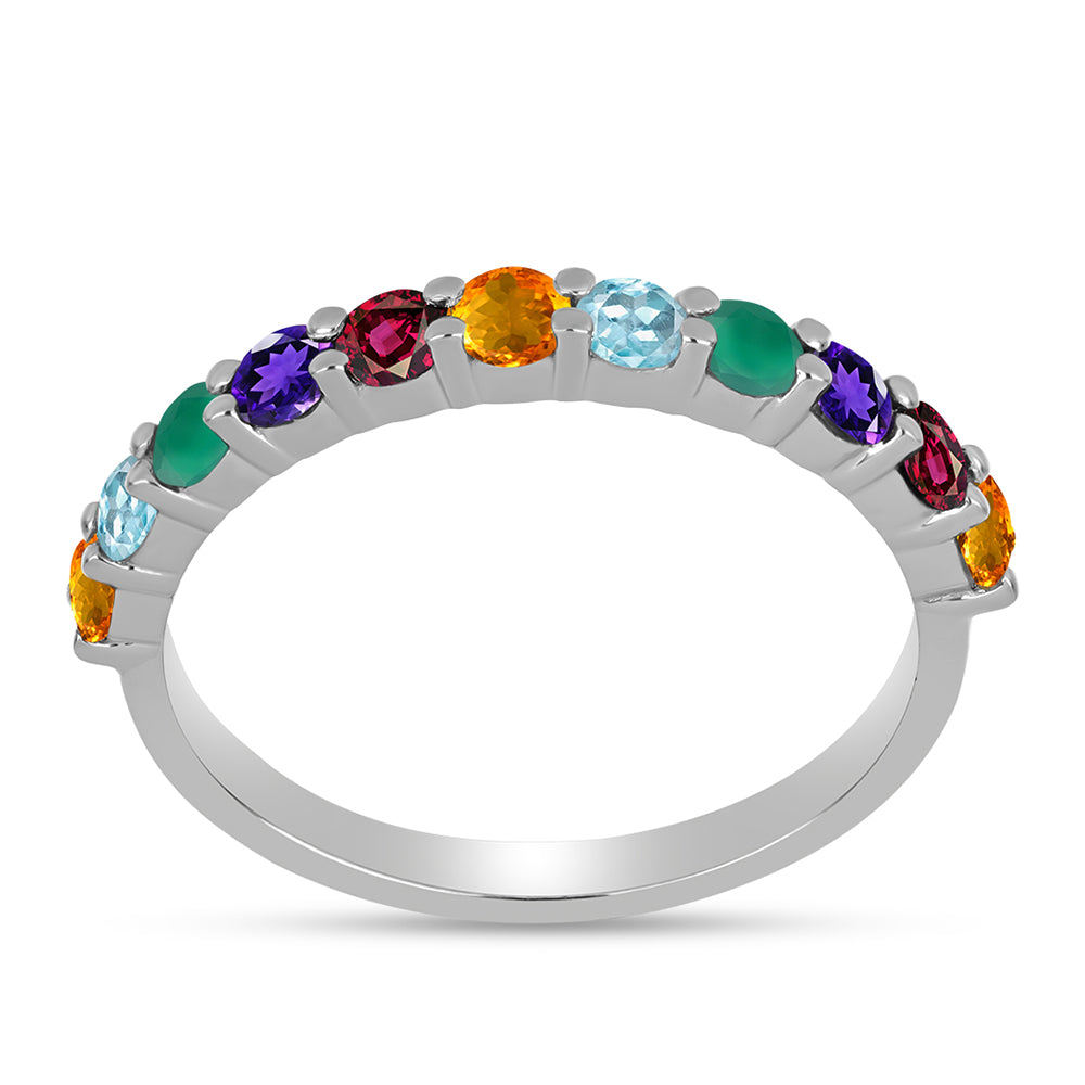 Silberring mit marokkanischem Amethyst und grünem Achat 1