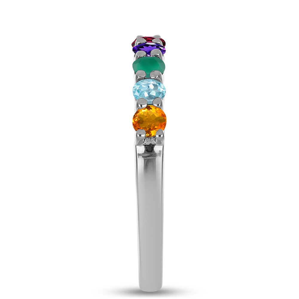 Silberring mit marokkanischem Amethyst und grünem Achat 4