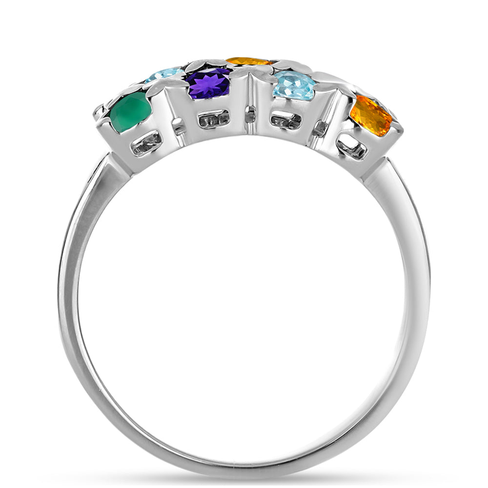 Silberring mit marokkanischem Amethyst und grünem Achat