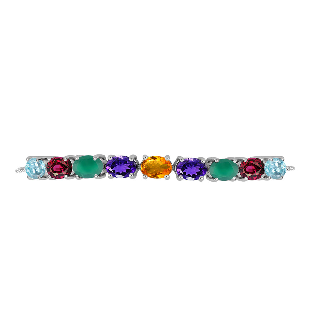 Silberarmband mit marokkanischem Amethyst und grünem Achat