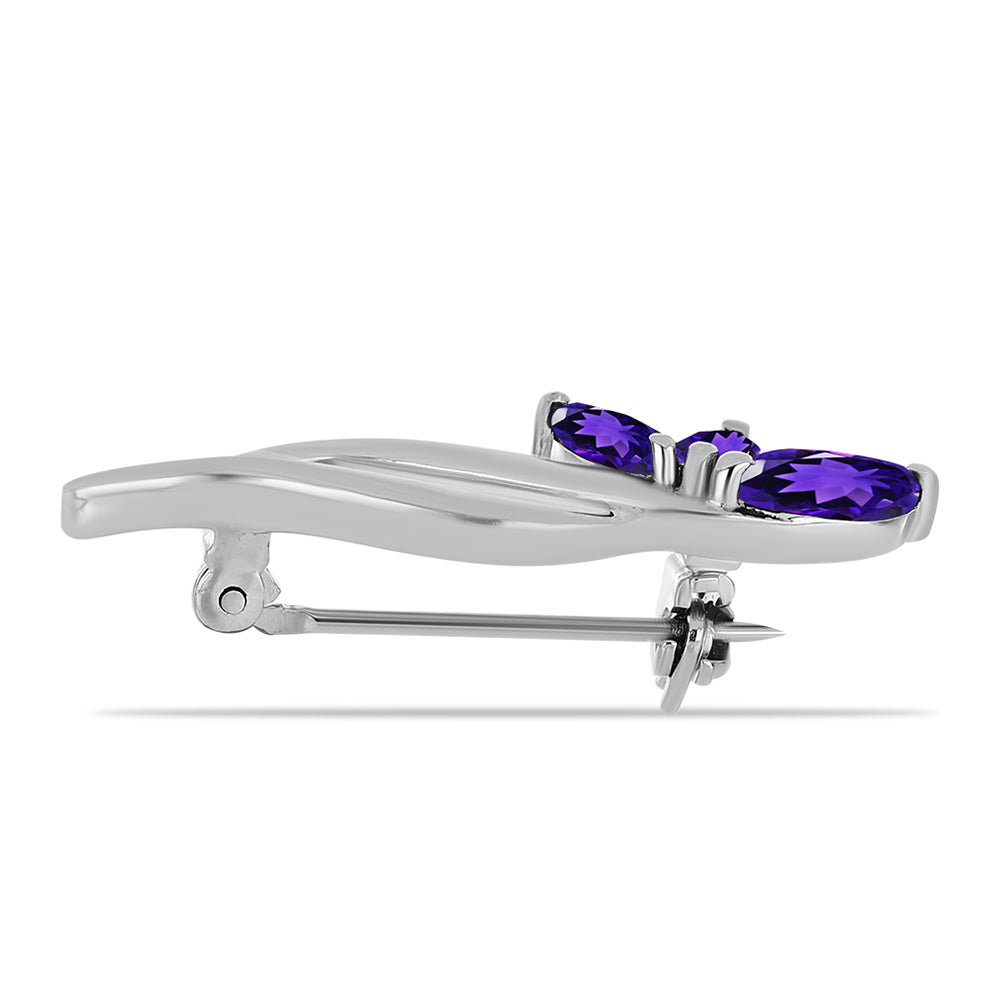 Silberbrosche mit marokkanischem Amethyst