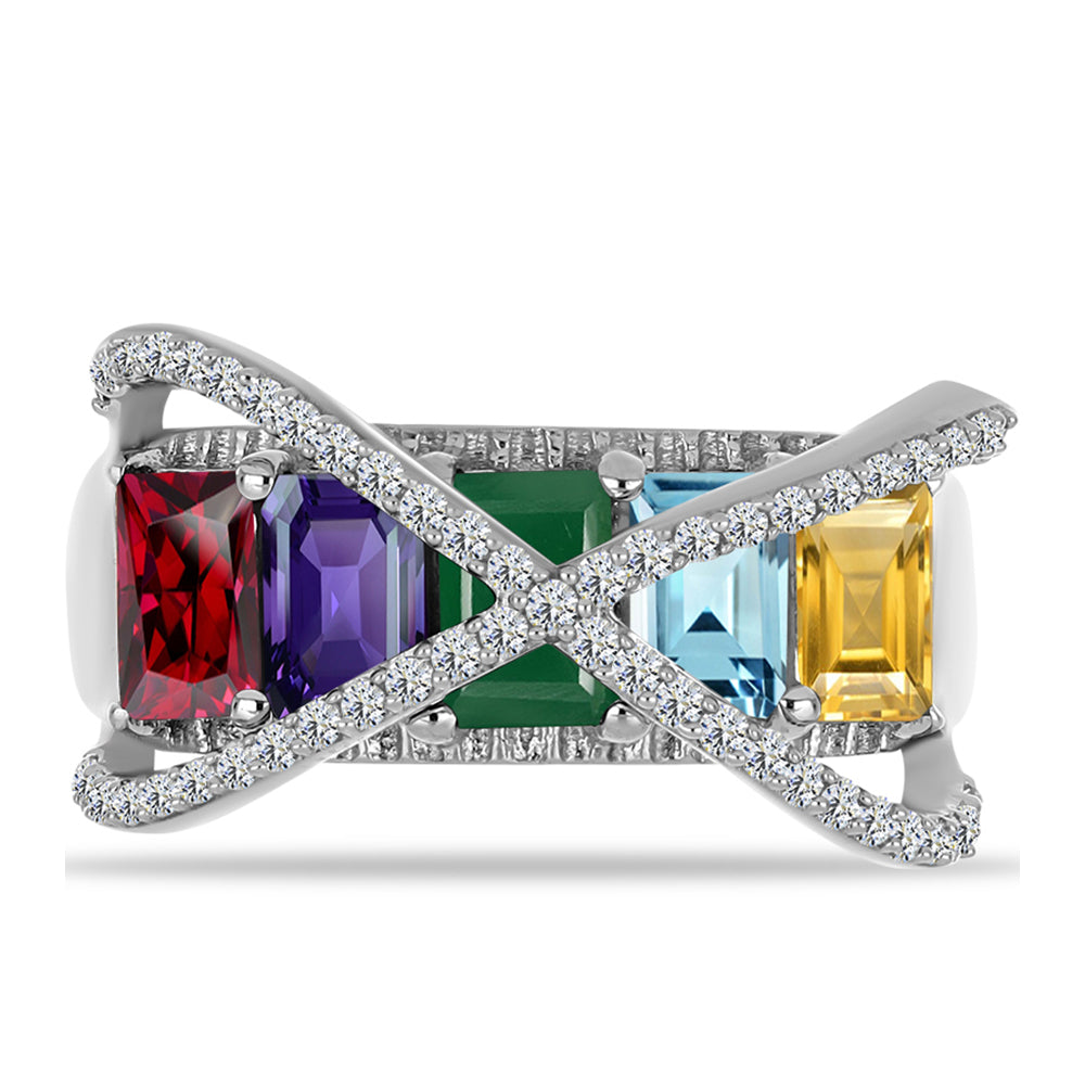 Silberring mit marokkanischem Amethyst und grünem Achat