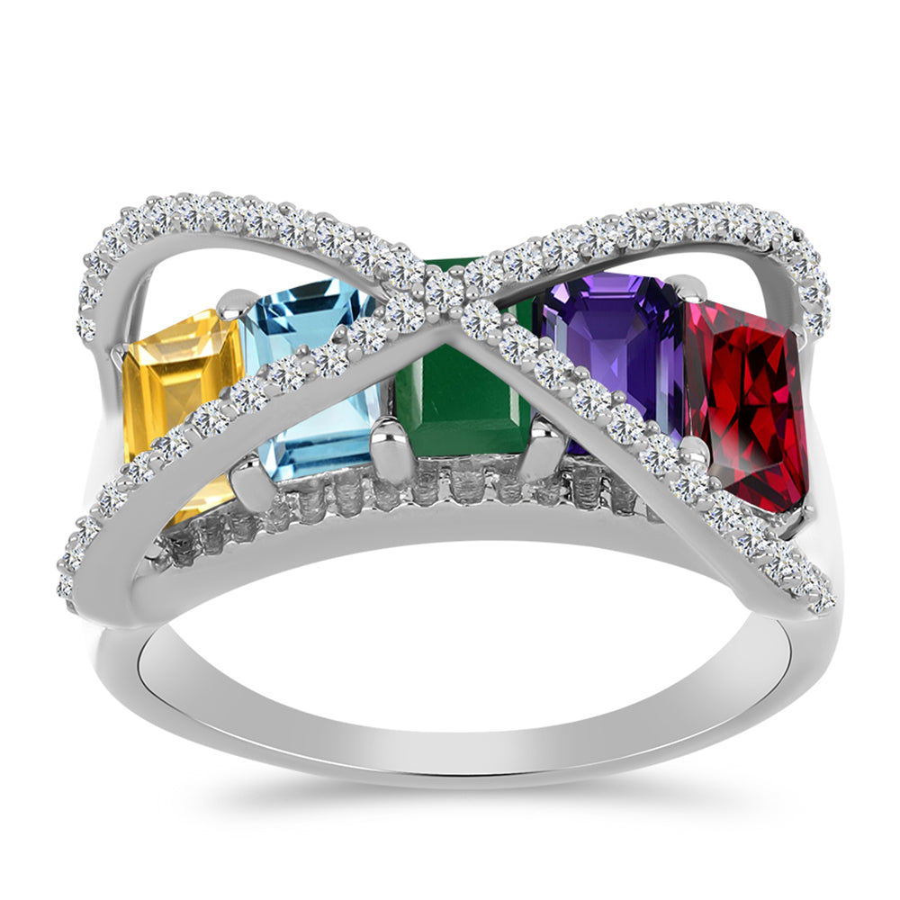 Silberring mit marokkanischem Amethyst und grünem Achat
