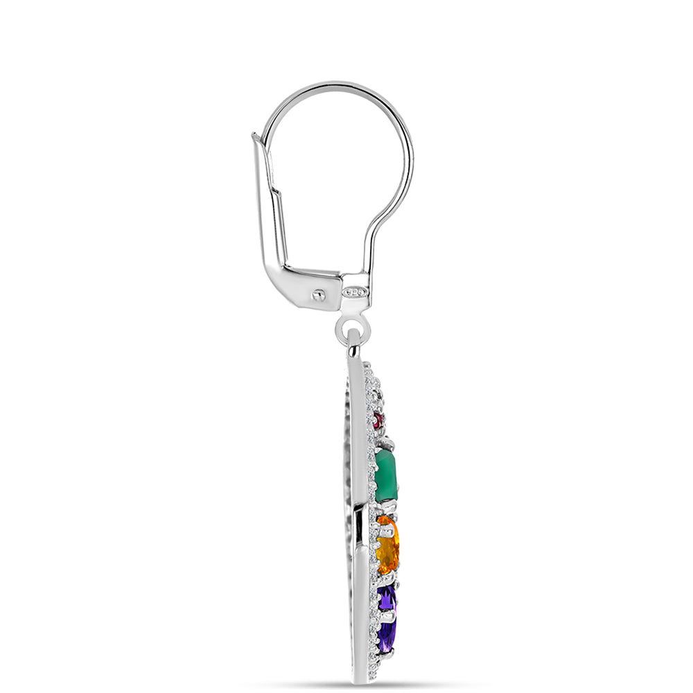 Silberohrringe mit marokkanischem Amethyst und grünem Achat