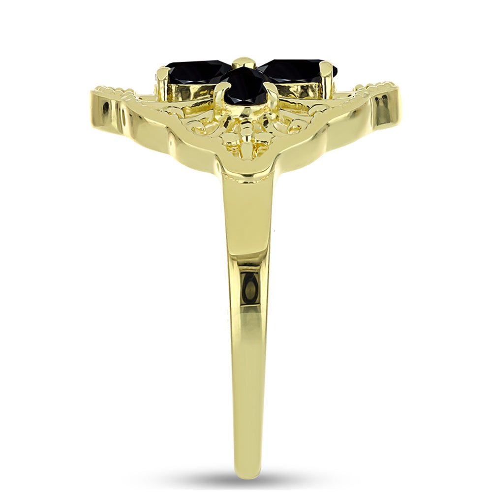 Goldplattierter Silberring mit schwarzem Spinell