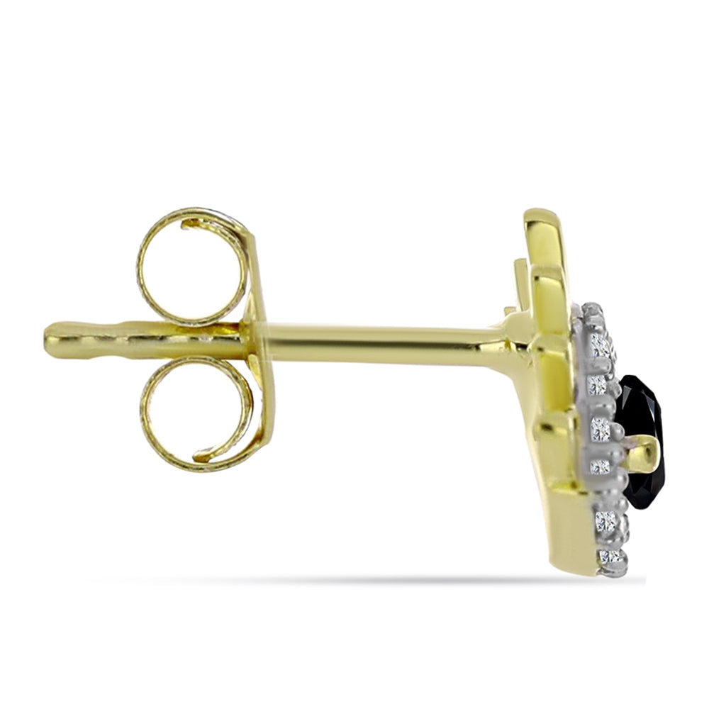 Goldplattierte Silberohrringe mit schwarzem Spinell und weißem Topas
