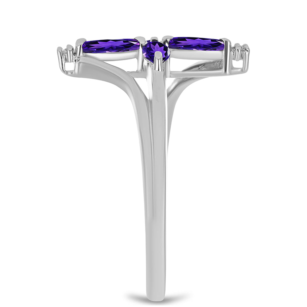 Silberring mit marokkanischem Amethyst und weißem Topas