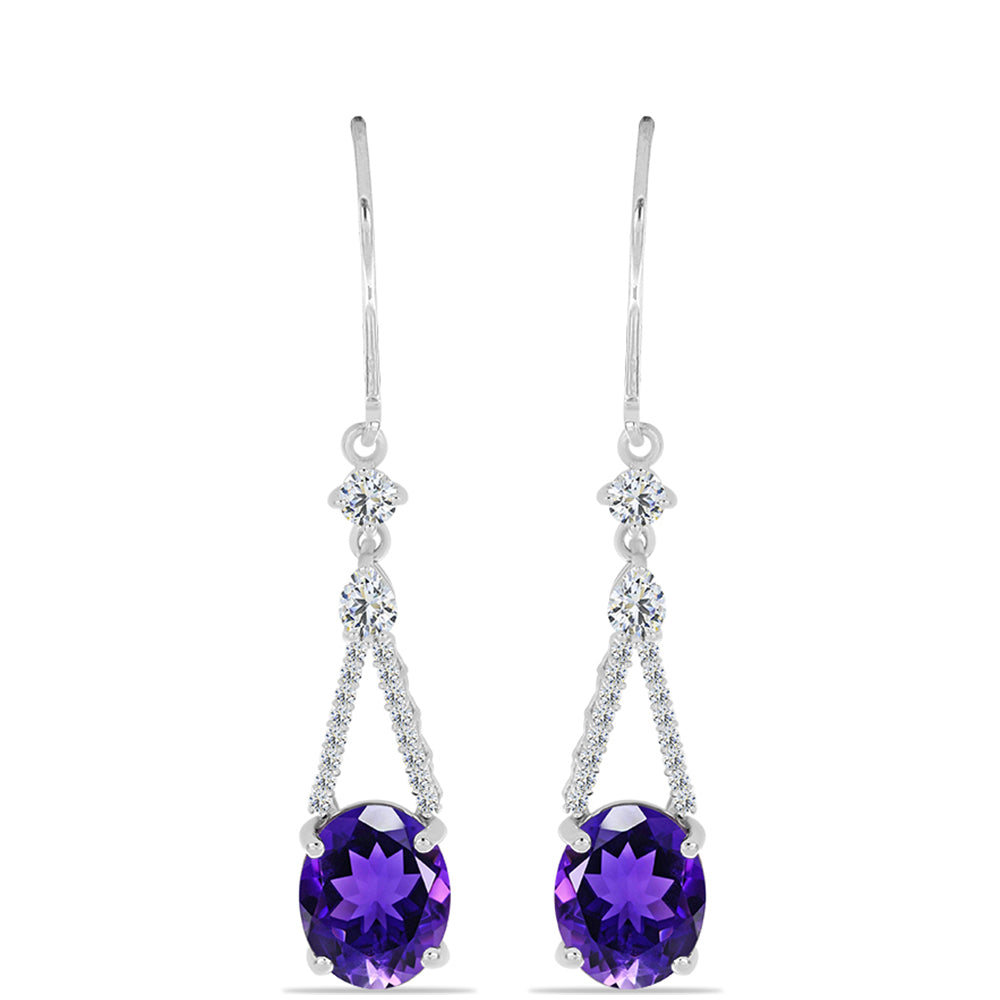 Silberohrringe mit marokkanischem Amethyst und weißem Topas