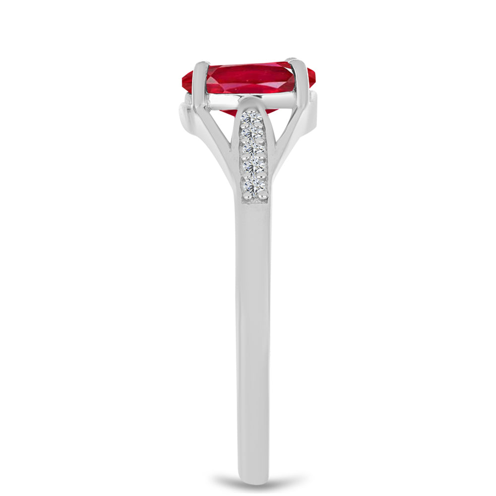 Silberring mit rotem Achat und weißem Topas