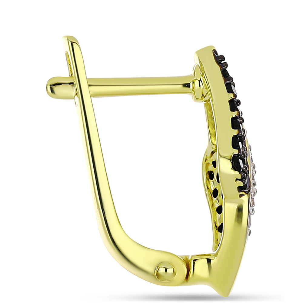 Goldplattierte Silberohrringe mit schwarzem Spinell und weißem Topas