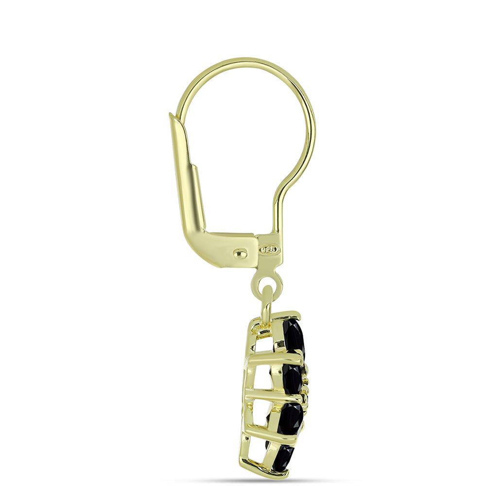 Goldplattierte Silberohrringe mit schwarzem Spinell und weißem Topas