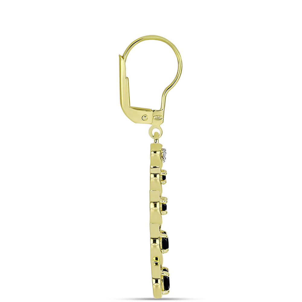 Goldplattierte Silberohrringe mit schwarzem Spinell und weißem Topas