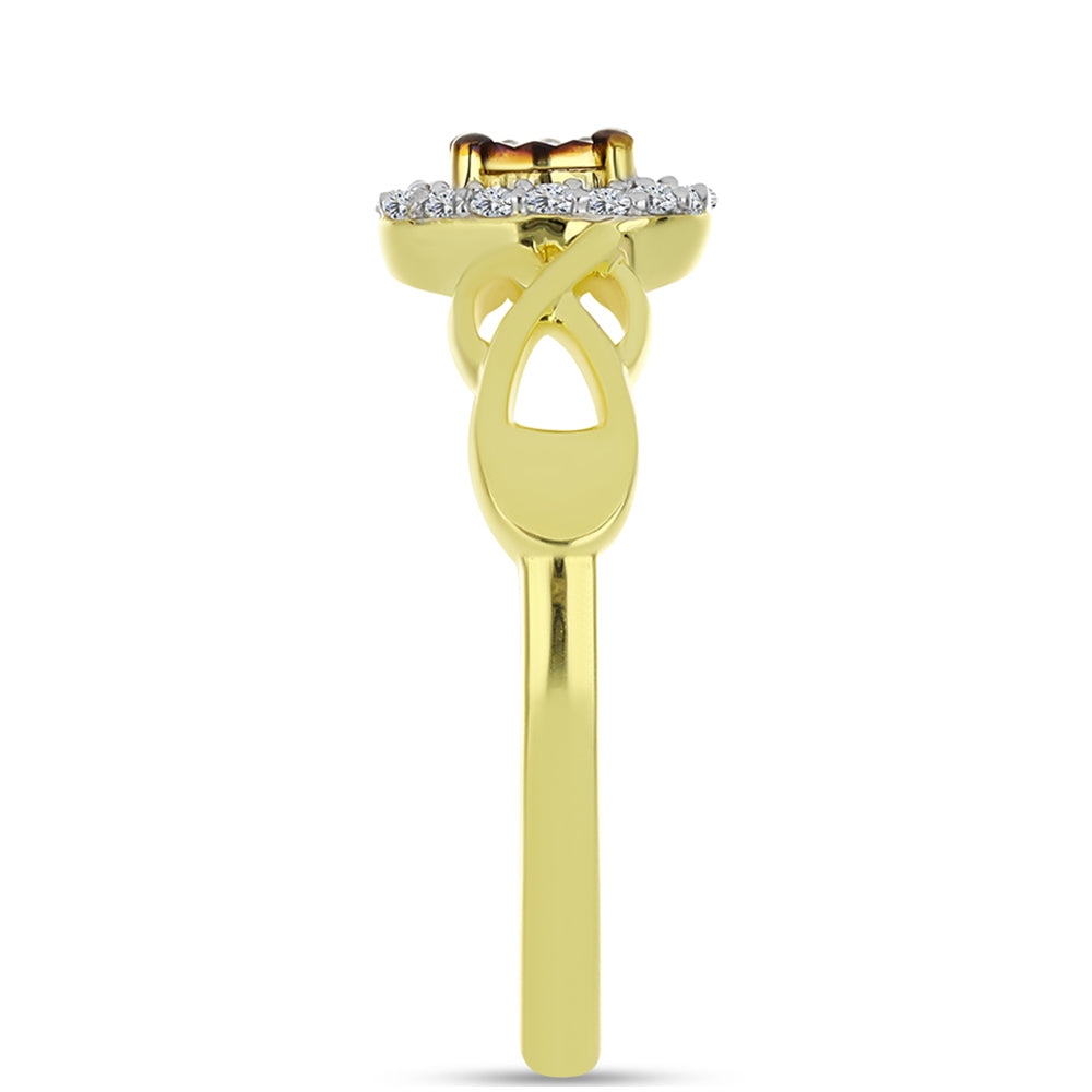 Goldplattierter Silberring mit blauem Diamant und weißem Topas