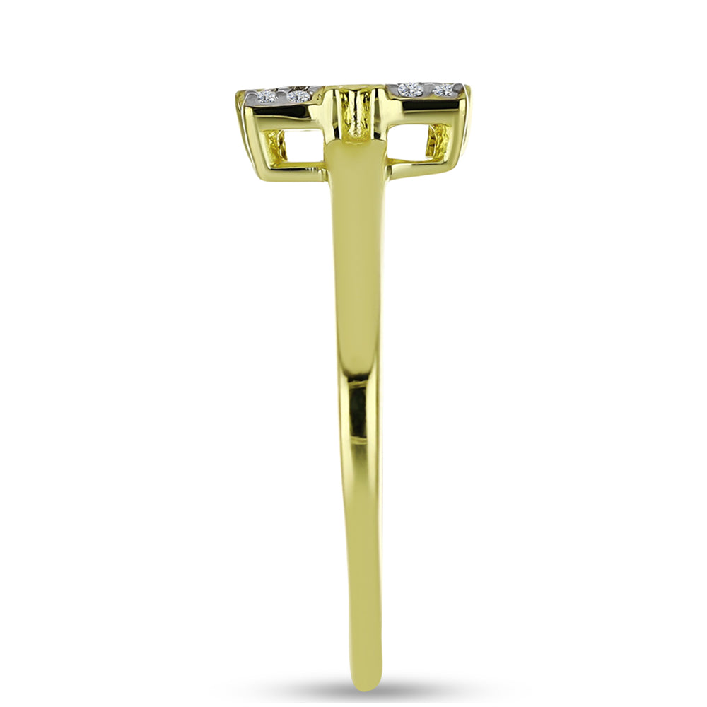 Goldplattierter Silberring mit blauem Diamant und weißem Topas