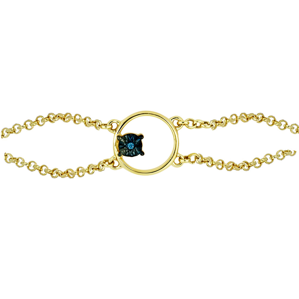 Goldplattiertes Silberarmband mit blauem Diamant
