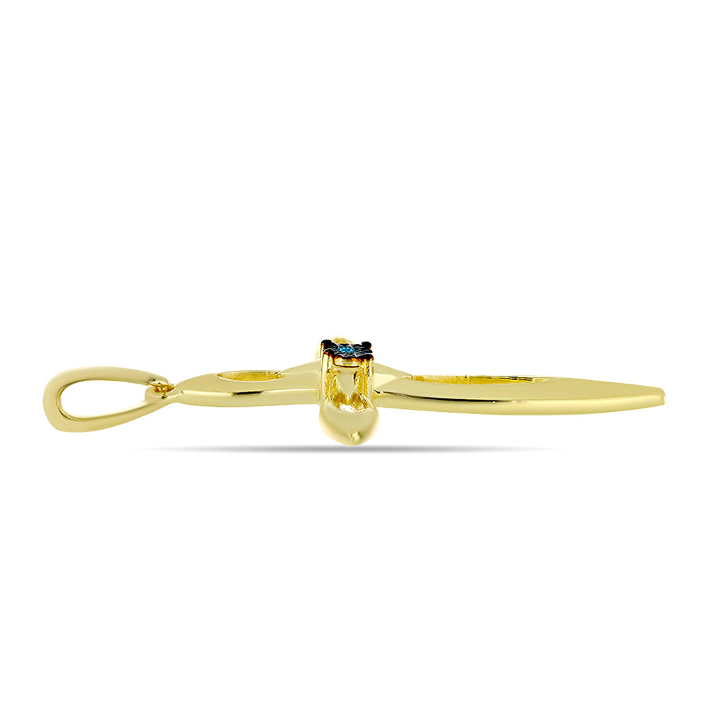 Goldplattierter Silberanhänger mit blauem Diamant