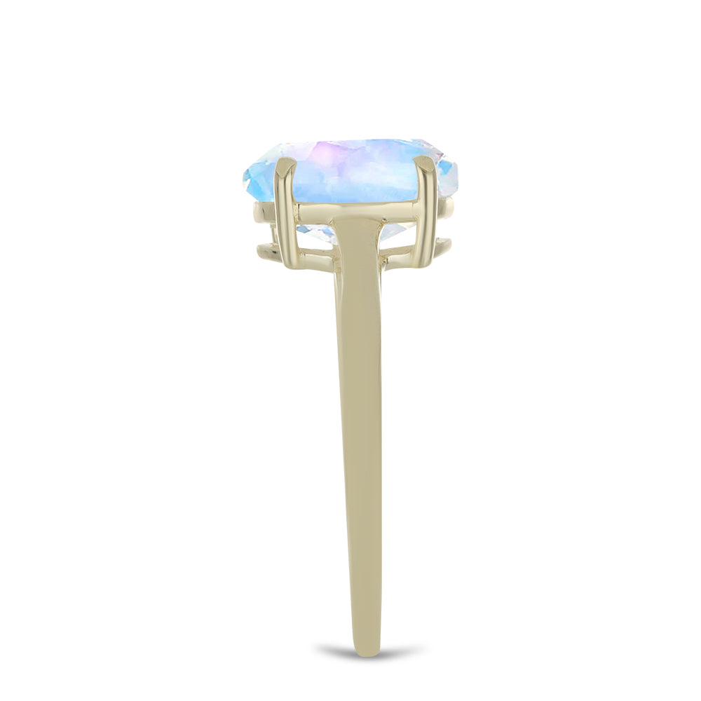 Goldplattierter Silberring mit Regenbogenmondstein