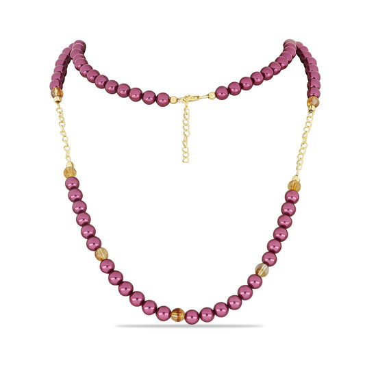 Goldplattierte Silberhalskette mit lilafarbener Süßwasserperle und Zitrin aus dem Ural