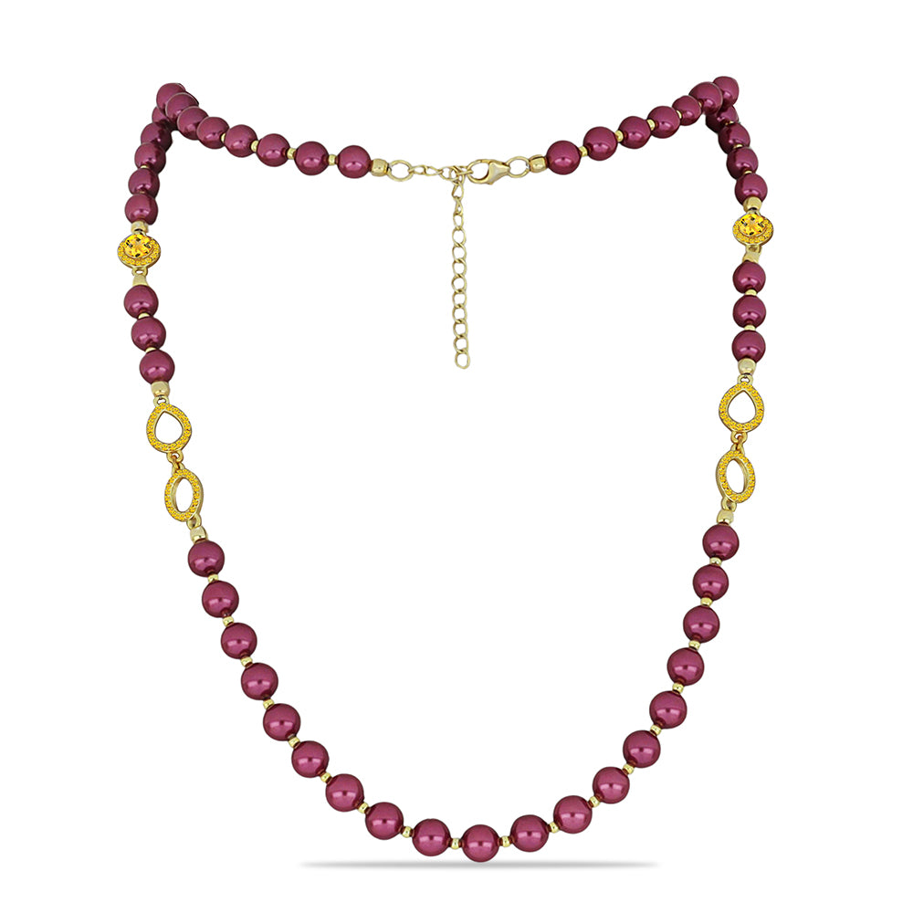 Goldplattierte Silberhalskette mit lilafarbener Süßwasserperle und Zitrin aus dem Ural