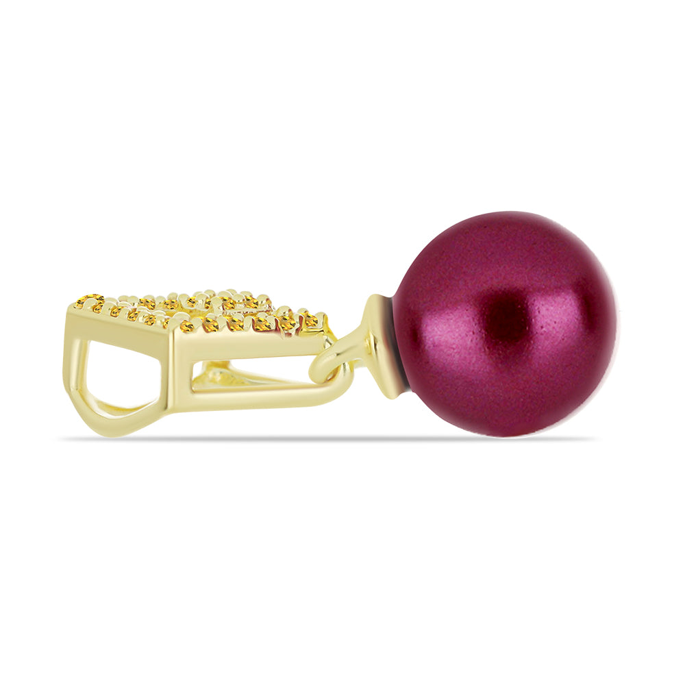 Goldplattierter Silberanhänger mit lilafarbener Süßwasserperle und Zitrin aus dem Ural