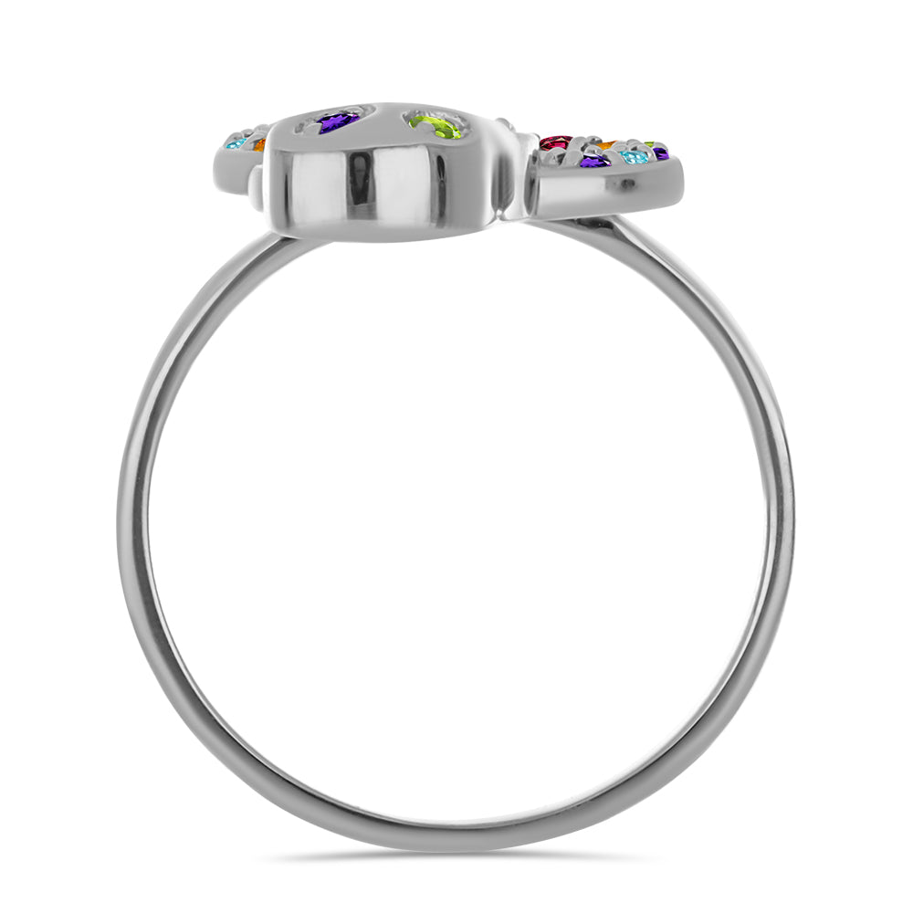 Silberring mit marokkanischem Amethyst und Zitrin aus dem Ural