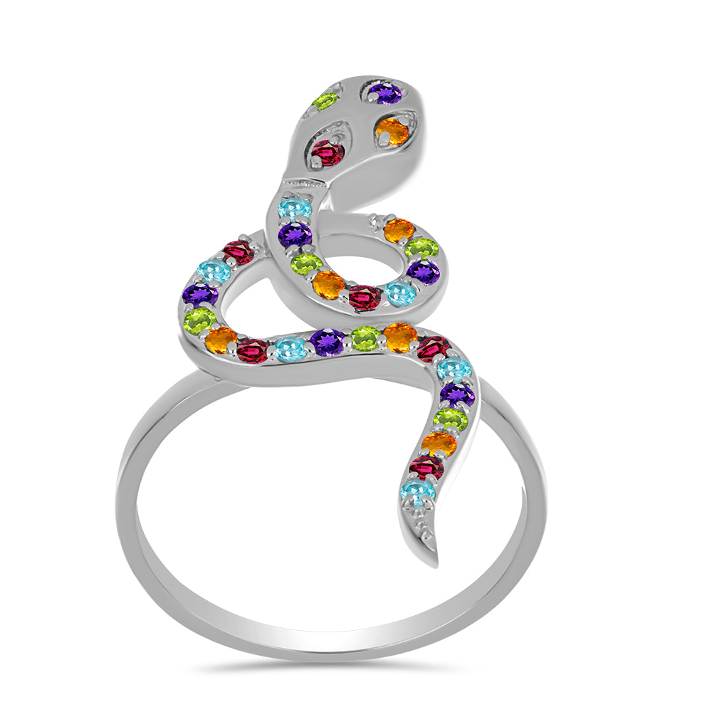 Silberring mit marokkanischem Amethyst und Zitrin aus dem Ural
