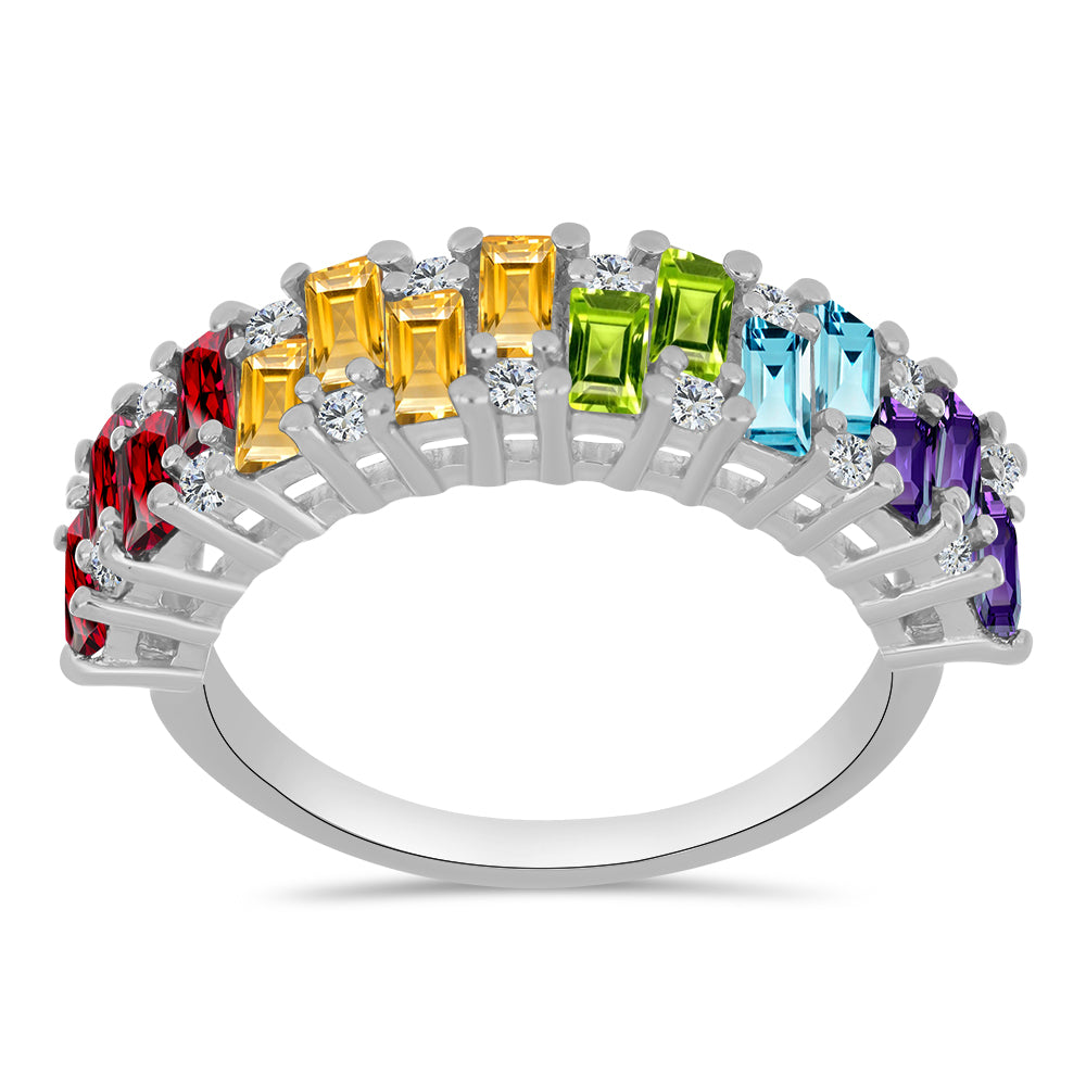 Silberring mit marokkanischem Amethyst und Peridot aus Changbai