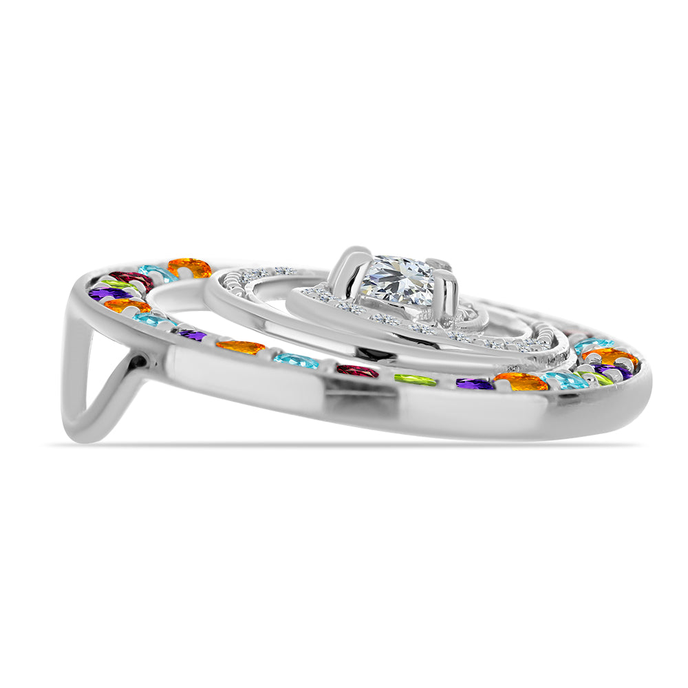 Silberanhänger mit marokkanischem Amethyst und goldfarbenem Rio Zitrin