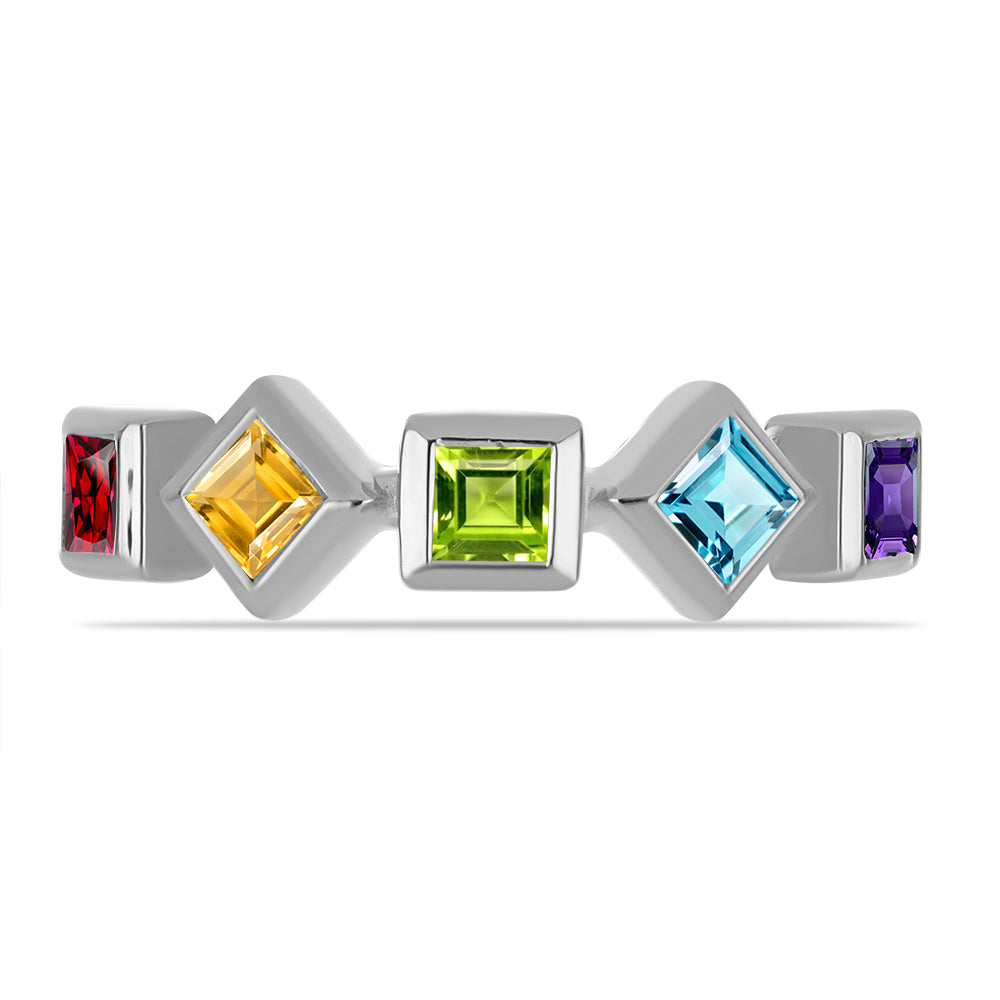 Silberring mit marokkanischem Amethyst und Peridot aus Changbai