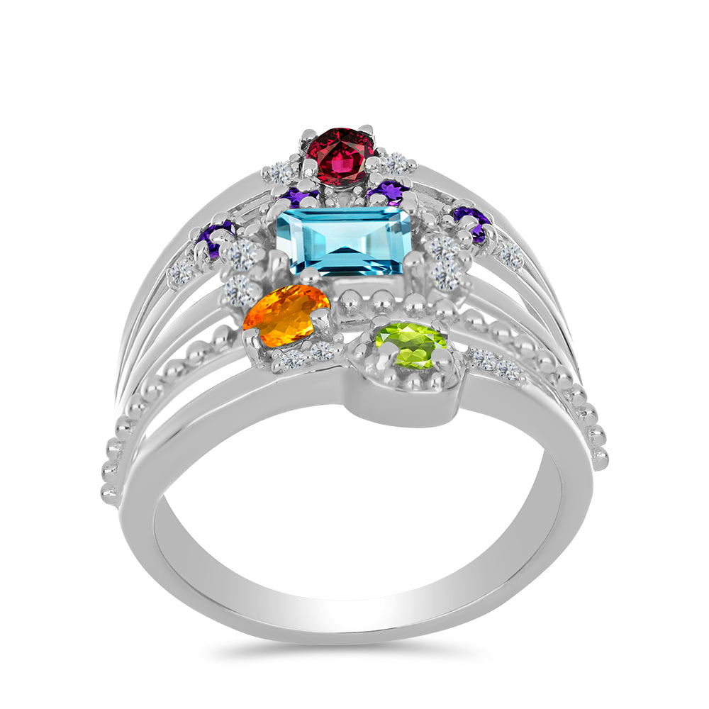Silberring mit marokkanischem Amethyst und goldfarbenem Rio Zitrin