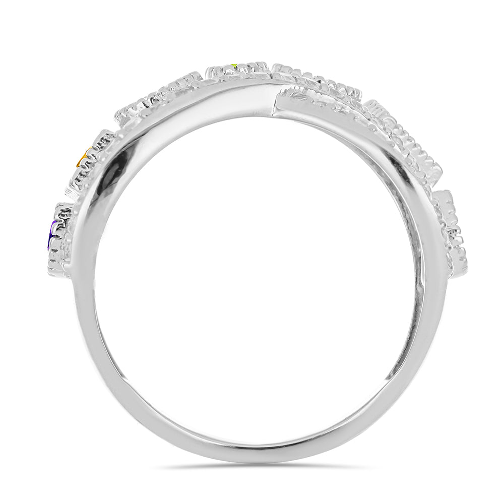 Silberring mit marokkanischem Amethyst und Peridot aus Changbai