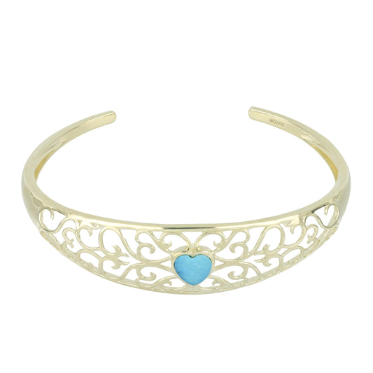 Goldplattierter Silberarmreif mit Dornröschen Türkis
