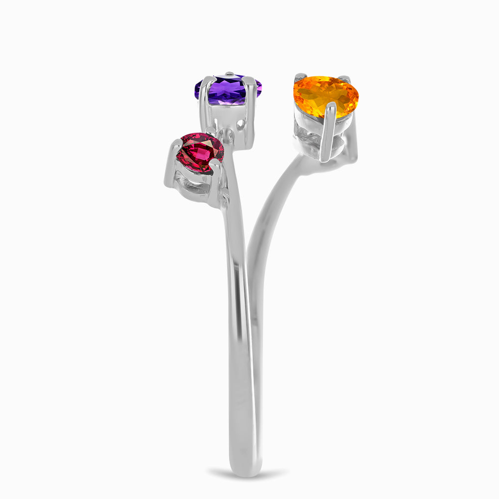 Silberring mit marokkanischem Amethyst und goldfarbenem Rio Zitrin